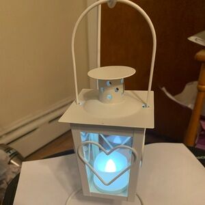 White Metal Heart Lantern
